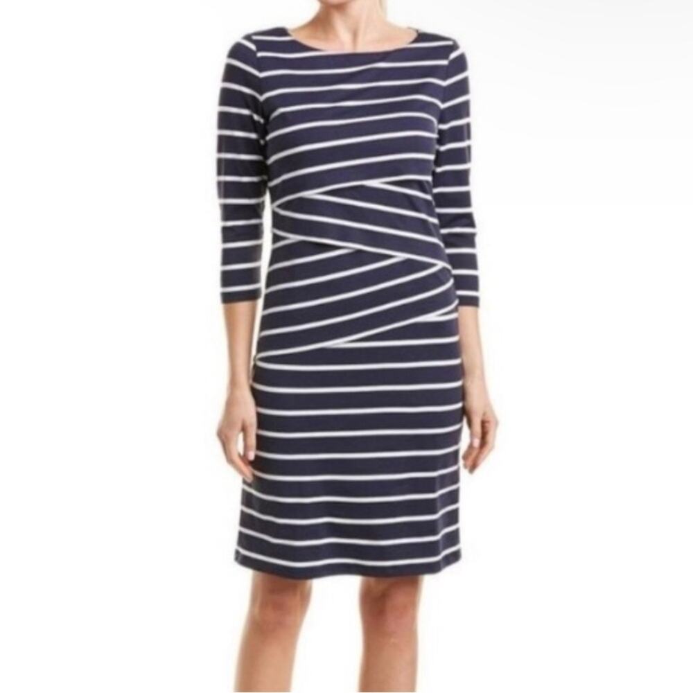 J. McLaughlin Catalina Cloth Navy White Striped Layered Dress